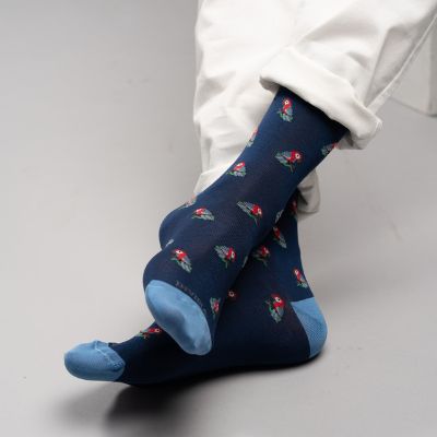 Calze uomo in cotone fantasia pappagalli